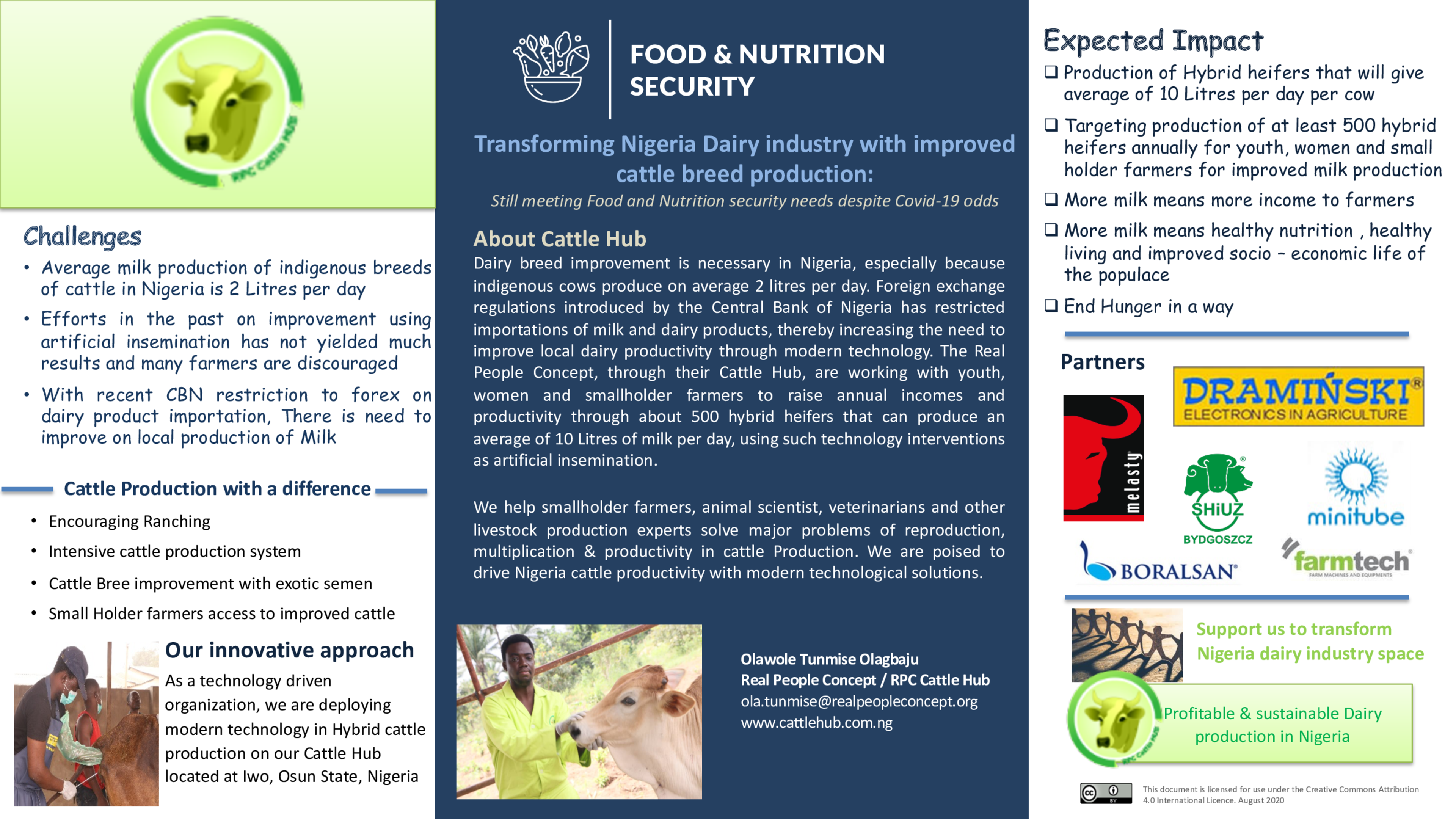 Transforming Dairy industry in Nigeria with improved cattle breed production: Still meeting Food and Nutrition security needs despite Covid-19 odds