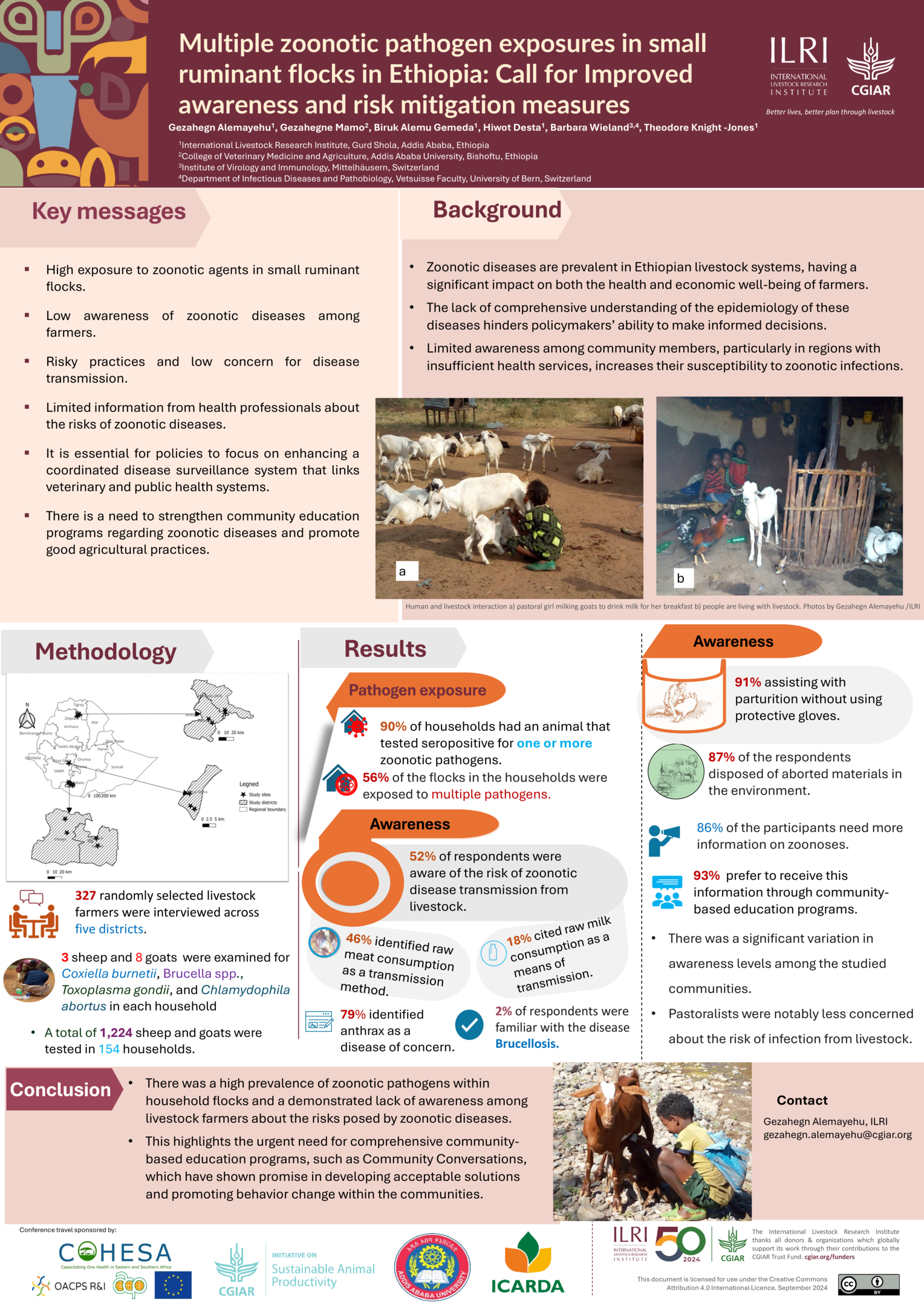 Multiple zoonotic pathogen exposures in small ruminant flocks in Ethiopia: Call for Improved awareness and risk mitigation measures