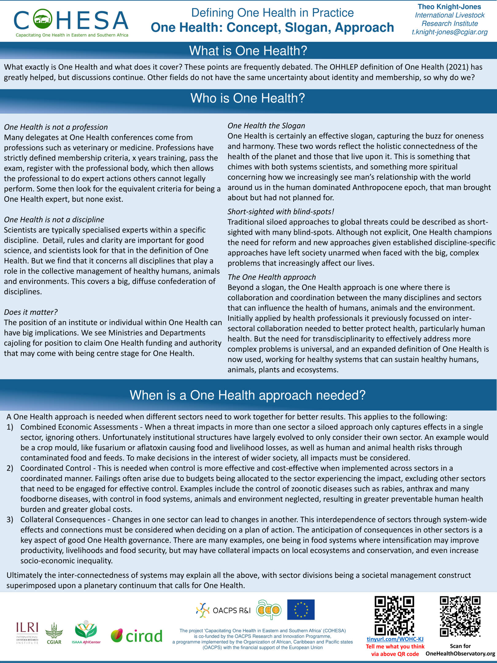 Defining One Health in Practice -  One Health: Concept, Slogan, Approach