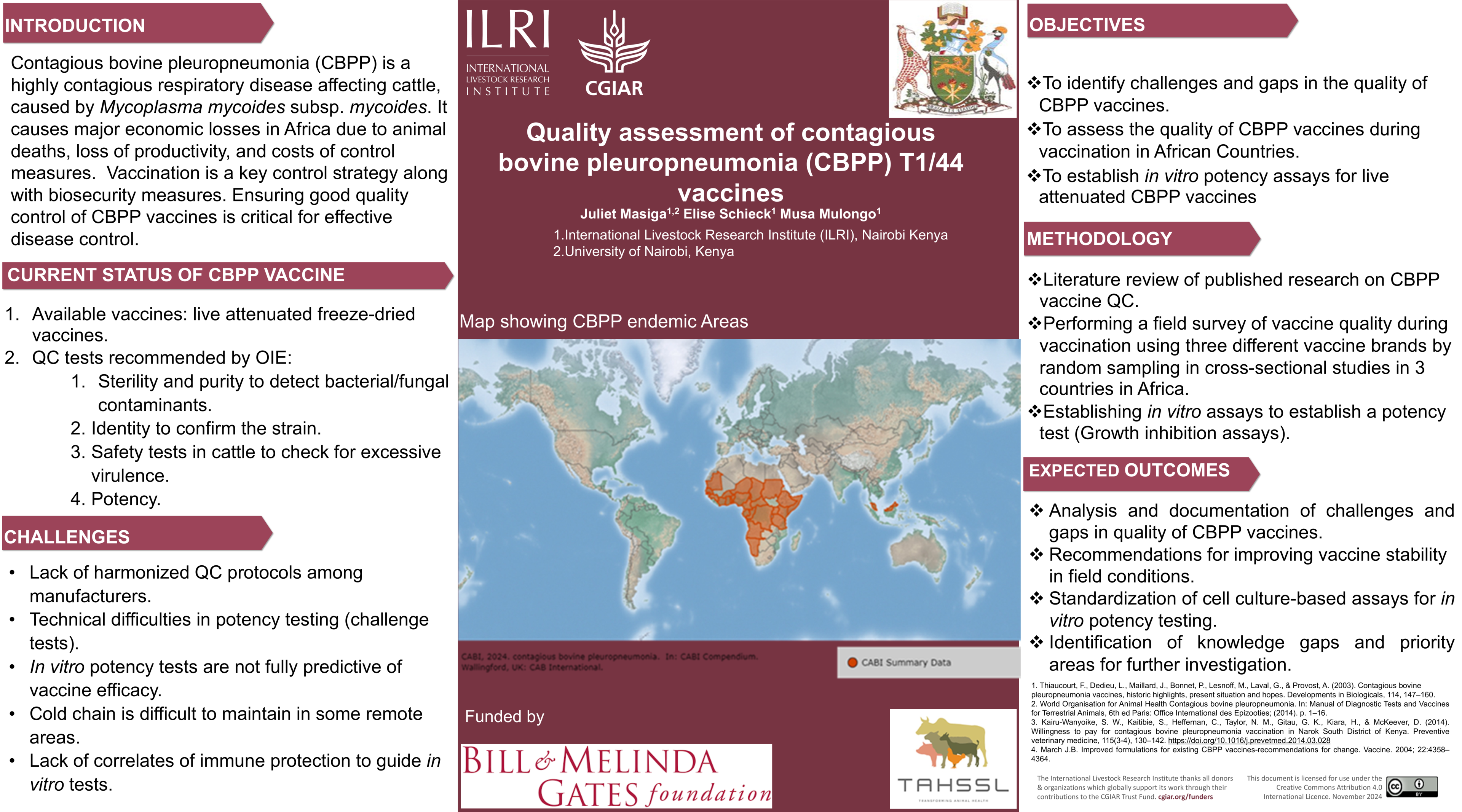 Quality assessment of contagious bovine pleuropneumonia (CBPP) T1/44 vaccines