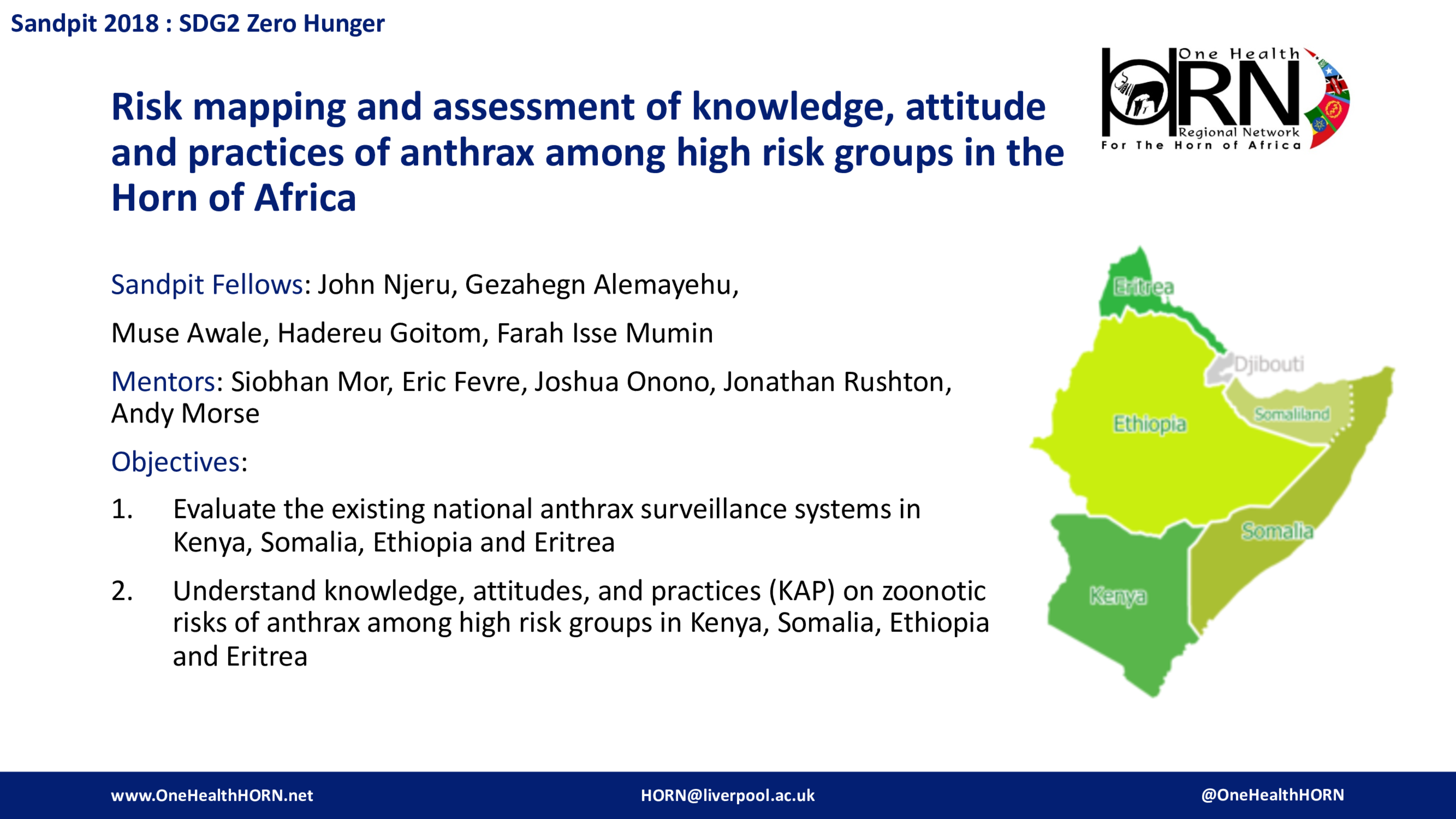 Risk mapping and assessment of knowledge, attitude and practices of anthrax among high risk groups in the Horn of Africa