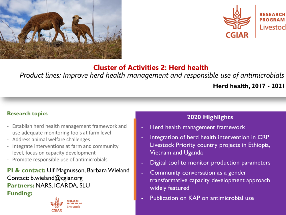 Cluster of Activities 2: Herd health - Product lines: Improve herd health management and responsible use of antimicrobials