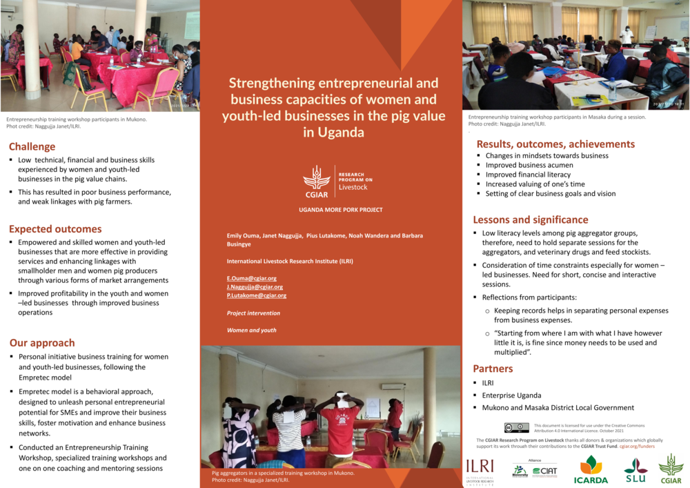 8. Strengthening entrepreneurial and  business capacities of women and  youth-led businesses in the pig  value in Uganda