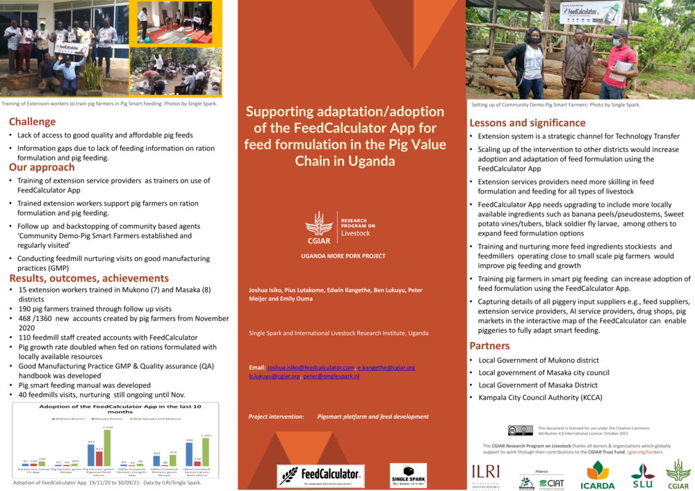5. Supporting  adaptation/adoption of the  FeedCalculator App for feed  formulation along the Pig  Value Chain in Uganda