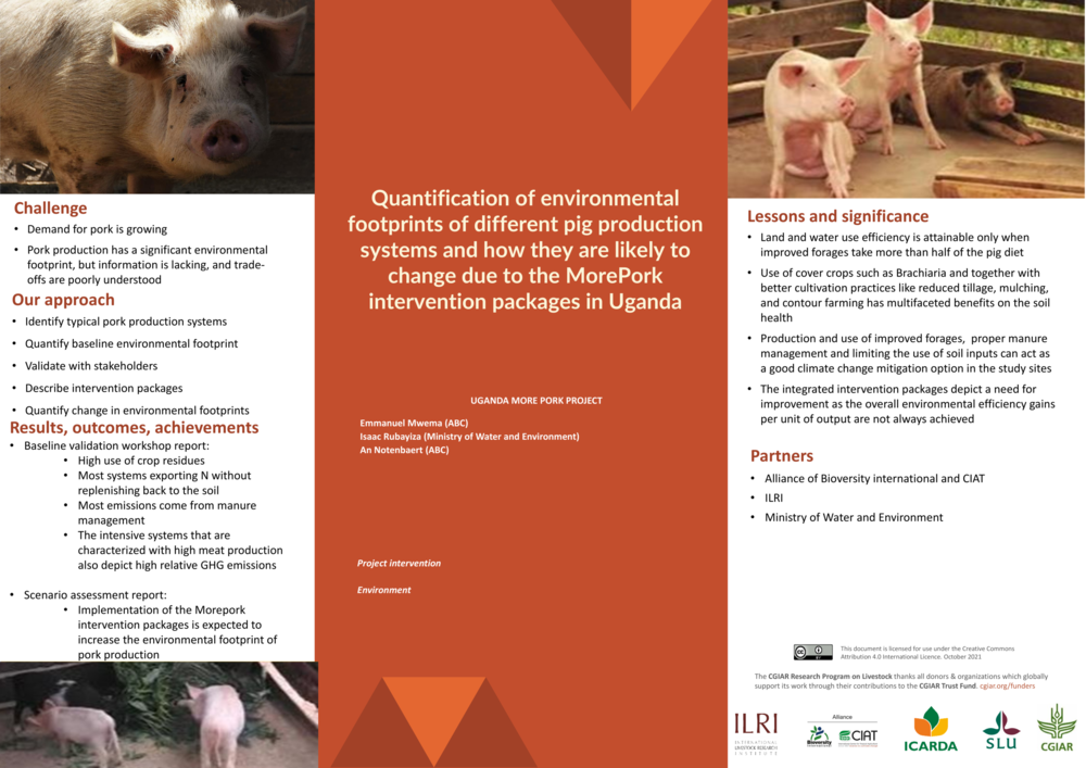 2. Quantification of environmental footprints of different pig production systems and how they are likely to change due to the MorePork intervention packages in Uganda