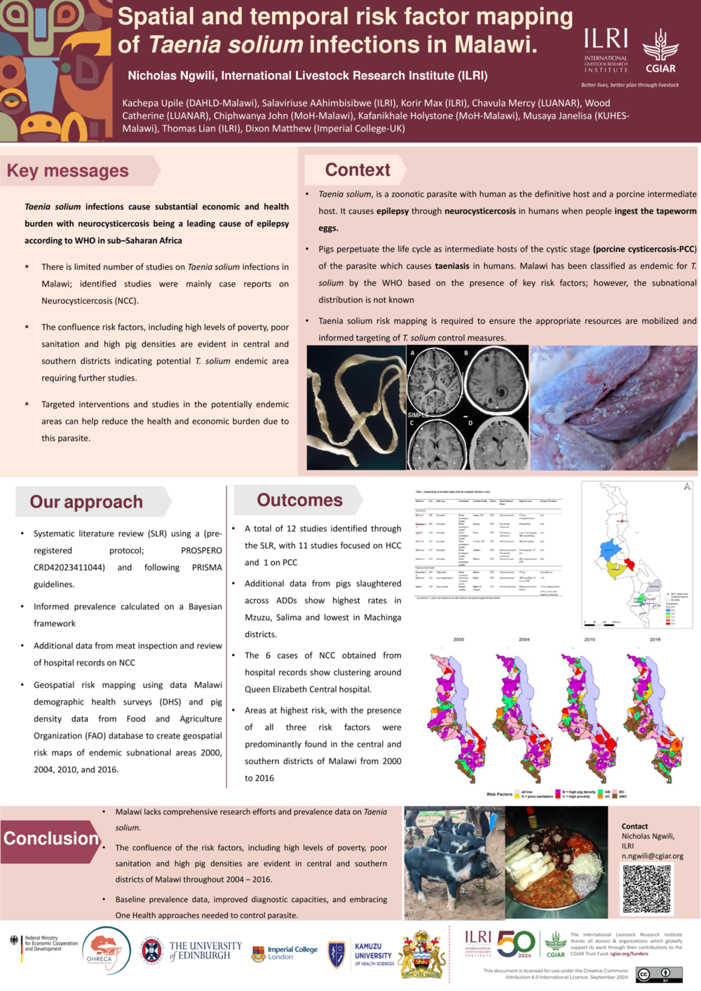 Spatial and temporal risk factor mapping of Taenia solium infections in Malawi.