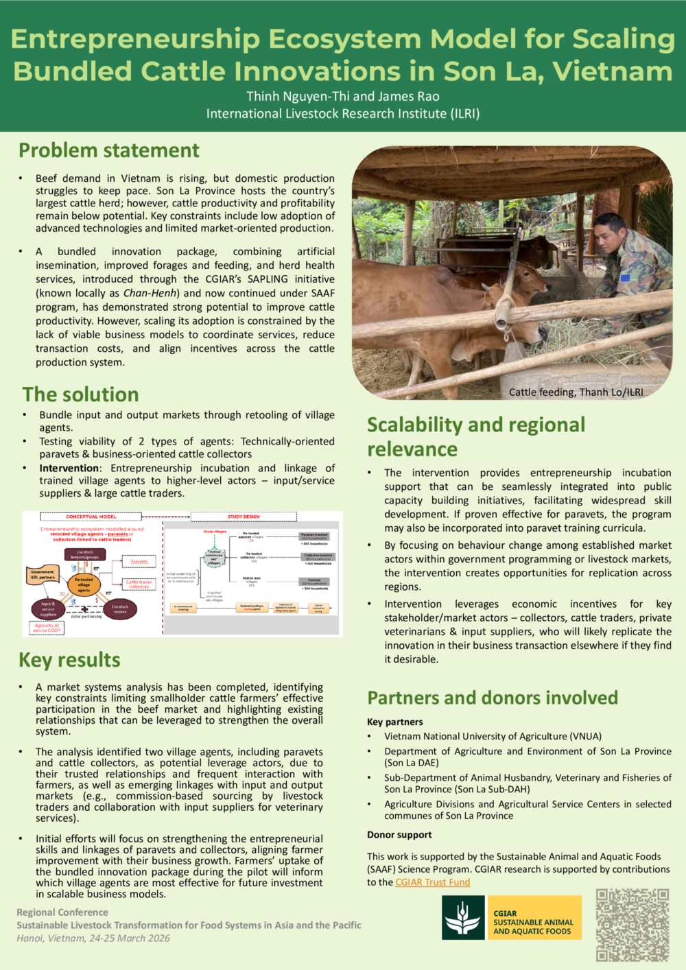 Entrepreneurship ecosystem model for scaling bundled cattle innovations in Son La, Vietnam