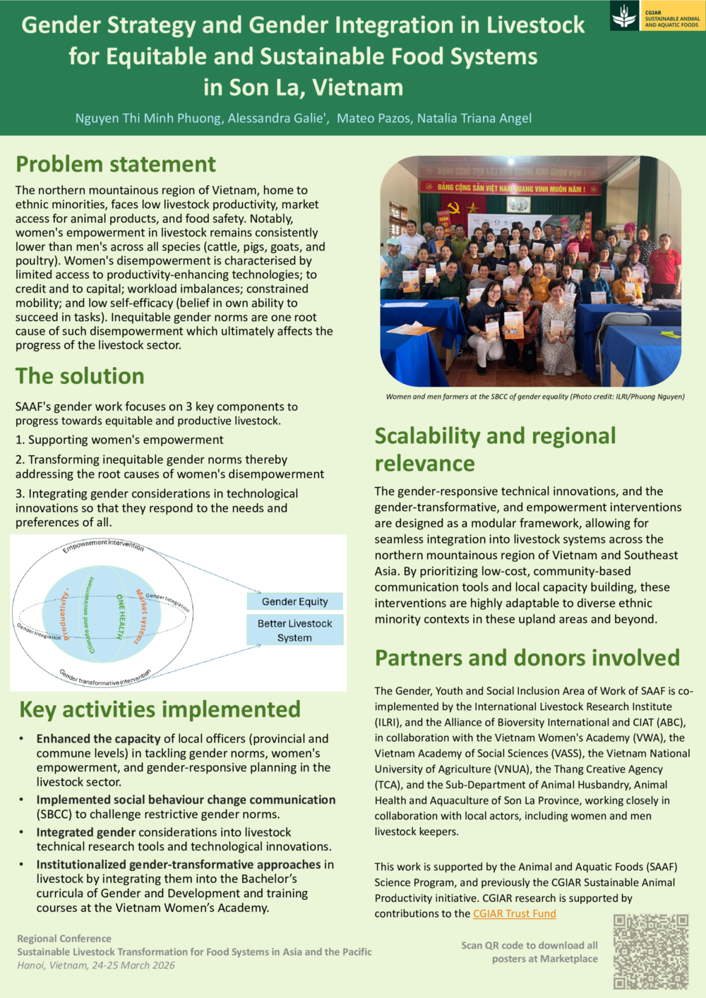 Gender strategy and gender integration in livestock for equitable and sustainable food systems in Son La, Vietnam